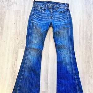 CITIZENS OF HUMANITY BLUE LOW RISE FLARED BELL BOTTOM LOW WAIST FULL LEG JEANS